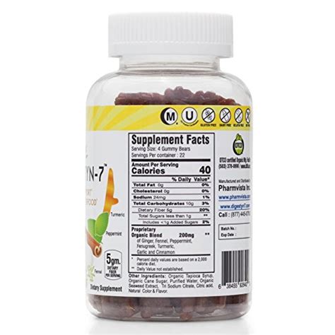 Digestyn7 Organic Digestive Gummies 200mg 90 Count Organic Ginger