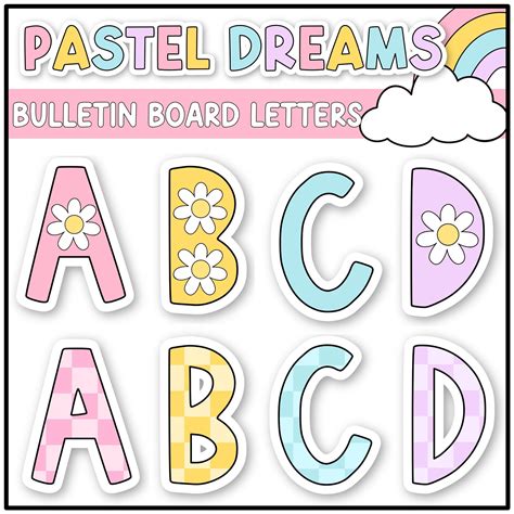 Pastel Bulletin Board Letters Daisy Letters Rainbow Etsy Canada