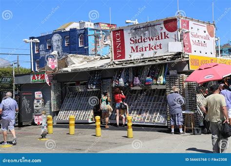 Venice Beach Boardwalk Editorial Stock Photo Image Of Crowd 56665768