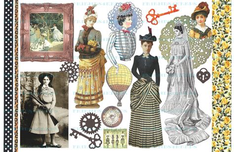 5 Printable Collage Sheetsvictorian Steampunk Themed Etsy