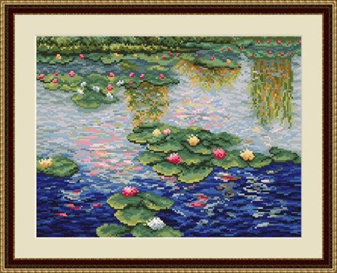 Water Lillies Claude Monet Stitch Pattern Digital Pdf Counted Cross