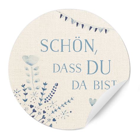 Schön dass du da bist Vintage Aquarell Design in Creme Beige Blau 24