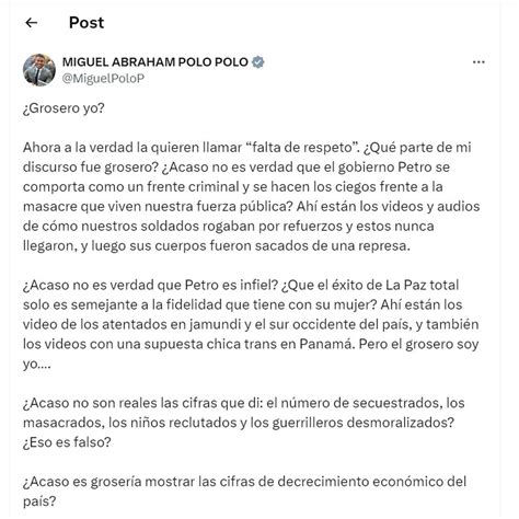 Miguel Polo Polo Responde A Críticas En Su Discurso Del 20 De Julio