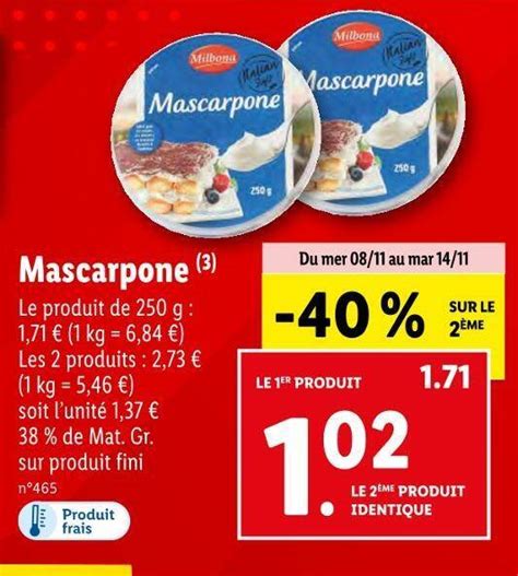 Promo Milbona Mascarpone Chez Lidl