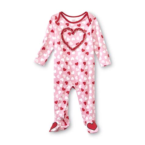 Holiday Editions Newborn Girls Valentines Day Footed Sleeper Pajamas