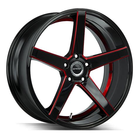 The Perfetto Wheel By Strada In Gloss Black Candy Red Milled Strada