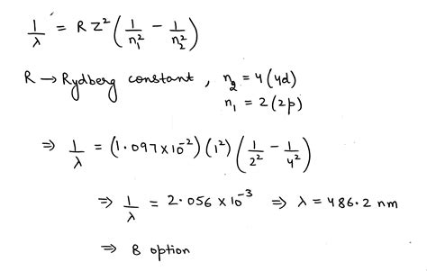 The Wavelength Of Photon Emitted When An Electron Jumps From A 4d