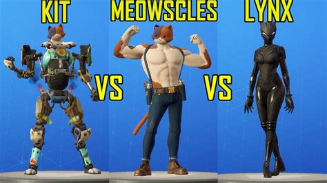 Kit Vs Meowscles Vs Lynx Fortnite Dance Battle Cat Skins Youtube