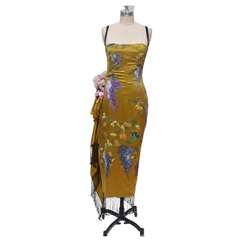 Vintage Dolce And Gabbana Silk Hand Painted Dress Flowers And