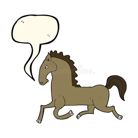 Cartoon Running Horse With Speech Bubble Stock Illustration