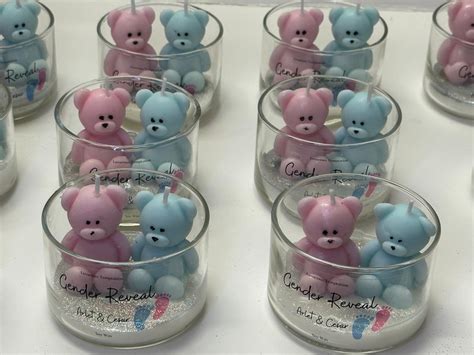 Adorable Teddy Bear Gender Reveal Candle Teddy Bear Favors Gender