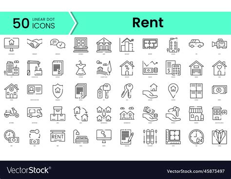 Set Of Rent Icons Line Art Style Bundle Royalty Free Vector