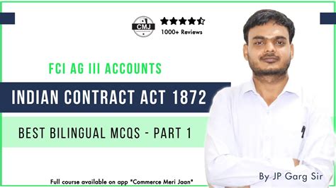 Best Bilingual MCQs On Indian Contract Act 1872 FCI AG III Accounts