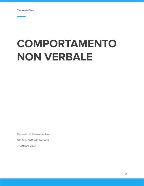 Comportamento Non Verbale Comportamento Non Verbale Elaborato Di