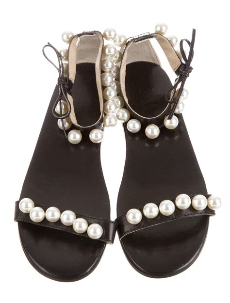 Agl Pearl Embellished Ankle Strap Sandals Shoes Wagle20053 The