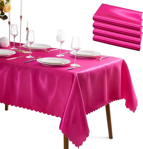 Amazon Kkjiaf Packs Hot Pink Satin Tablecloth X