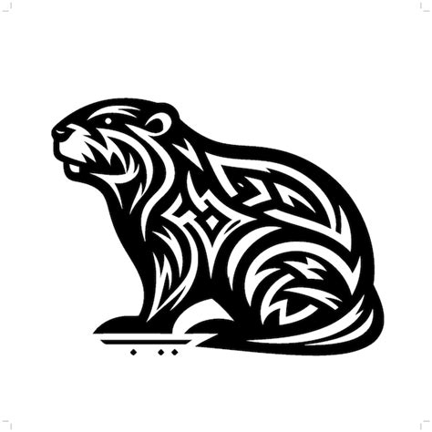 Premium Vector Beaver In Modern Tribal Tattoo Abstract Line Art Of