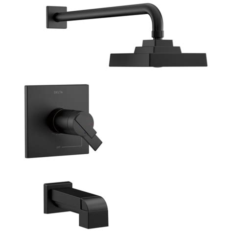 Delta Ara Matte Black 2 Handle Single Function Round Bathtub And Shower