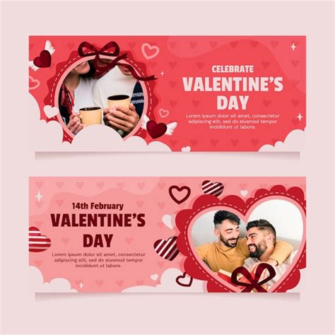 Free Vector Flat Horizontal Banner Template For Valentines Day