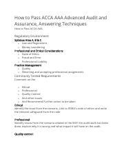 How To Pass Acca Aaa Advanced Audit And Assurance Pdf How To Pass