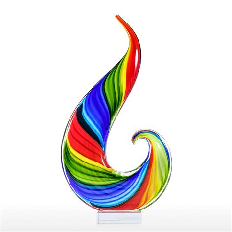 Rainbow Glass Sculpture Hand Blown Glass Art Style Rainbow Sculpture Figurine Abstract Glass