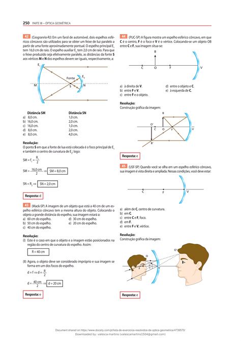 Exercicios De Optica Geometrica