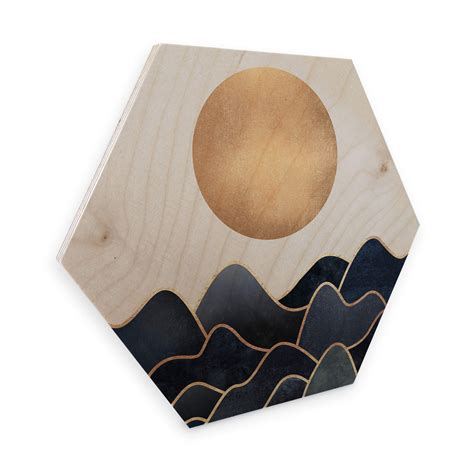 Hexagon Holz Birke Furnier Fredriksson Welle Wall Art De