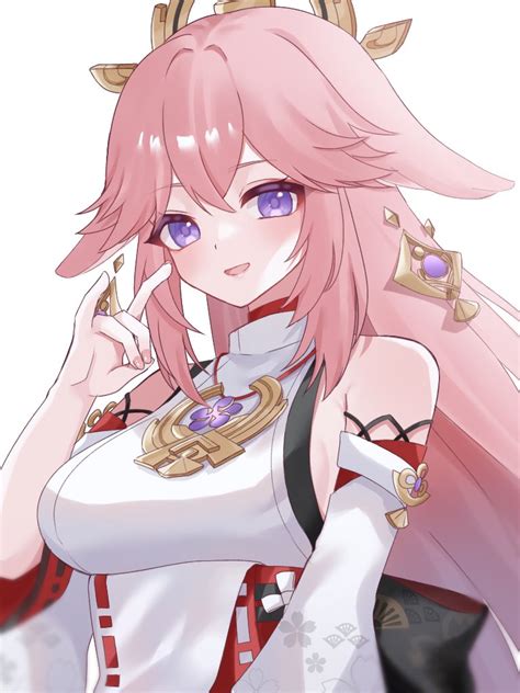 八重神子 原神 八重神子さん GenshinImpact yaemiko カレーパンのイラスト