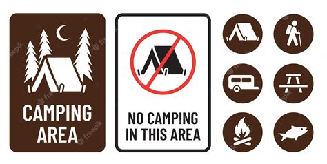 Premium Vector Camping Area Icons And Sign Print Ready Editable Vector