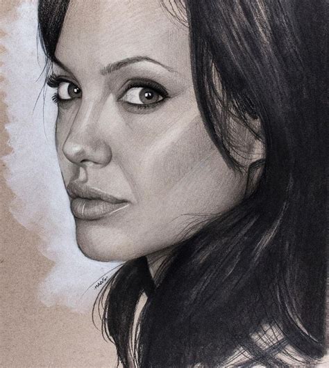 Angelina Jolie By Justin Maas Cool Pencil Drawings Sketch Book