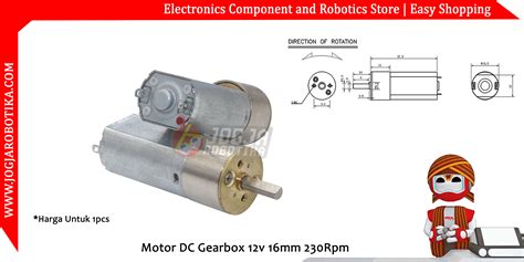 Jual Motor DC Gearbox 12v 16mm 230Rpm