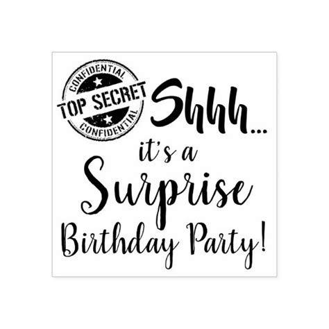 Shhh Its A Surprise Birthday Party Rubber Stamp