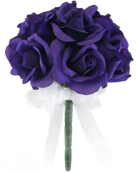 12 Purple Roses Silk Flower Bridal Bouquet Wedding Toss Bridesmaid Bouquet 1 Dozen