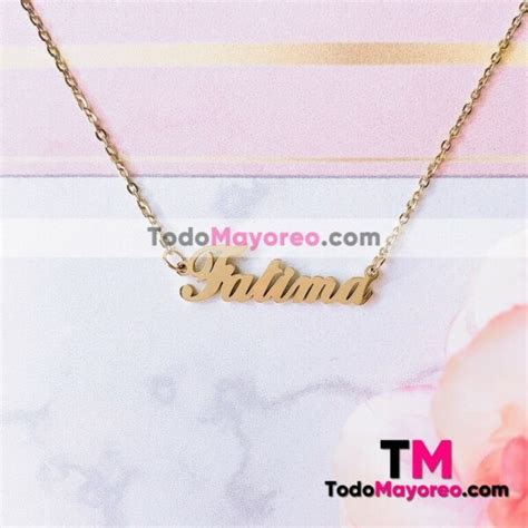 Collar De Acero Inoxidable Nombre FATIMA A620 TodoMayoreo