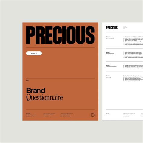 Precious Brand Questionnaire Template