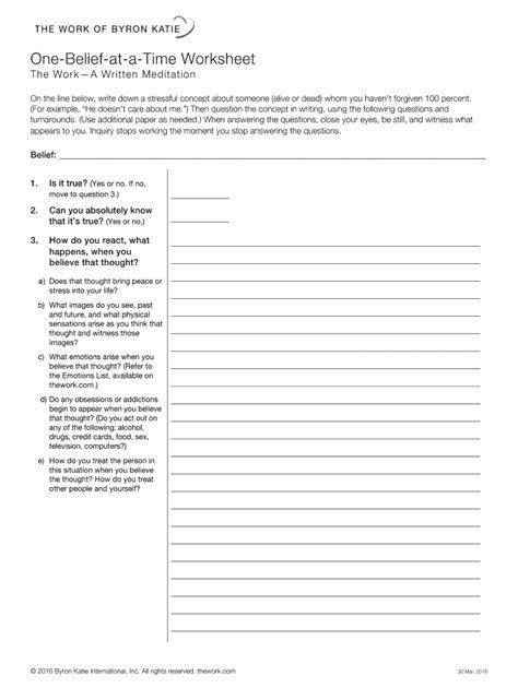 Byron Katie The Work Worksheet Worksheets Library