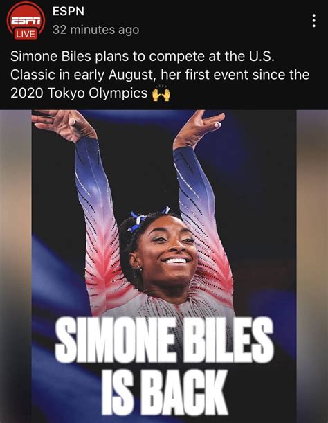 The Goat Simone Biles Is Back Will Compete In Us Classic This August