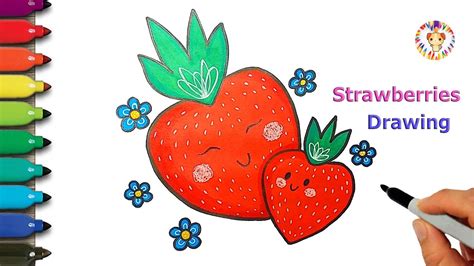 How To Draw A Strawberries 🍓 Cute Strawberries Drawing Easy Step By