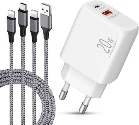 Luosike Chargeur Iphone W Et X C Ble M Prise Adaptateur Secteur