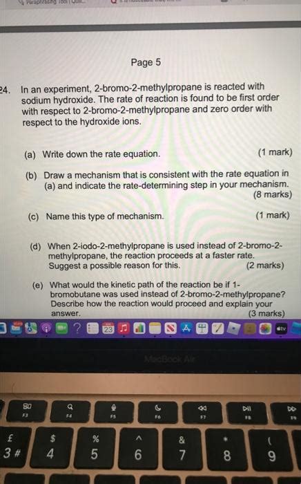 Solved In An Experiment Bromo Methylpropane Is Reacted Chegg