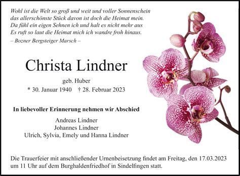 Christa Lindner Gemeinsam Gedenken