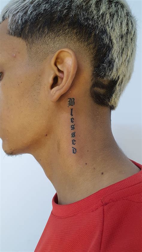 Blessed Neck Tattoo For Guys Behind Ear Tattoos Simple Neck Tattoos