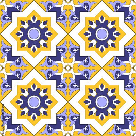 Tile floor tiles pattern vector seamless arabic style. Azulejo ...