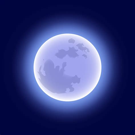 Full Moon On Dark Sky Cartoon Style For Print And Design Vector