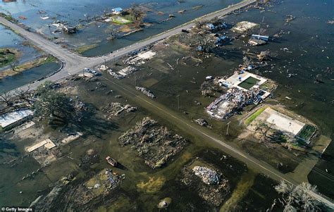 Drone Footage Shows Homes Destroyed By Hurricane Laura Now Flooded By