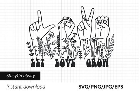 ASL svg Love. American Sign Language. Wildflower svg.