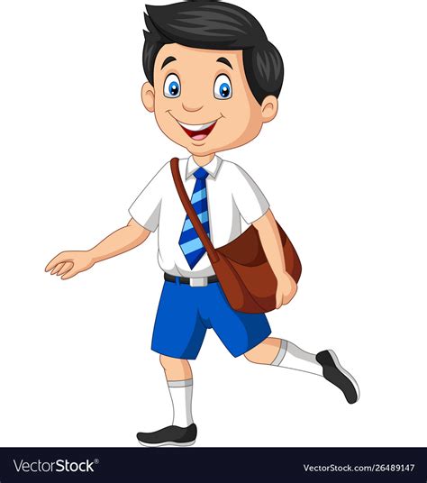 Cartoon Happy School Boy In Uniform Royalty Free Vector