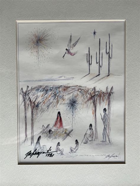 Ettore Ted Degrazia Double 1981 Signed 1 1 Christams In Arizona Sketch 16 5 Ebay