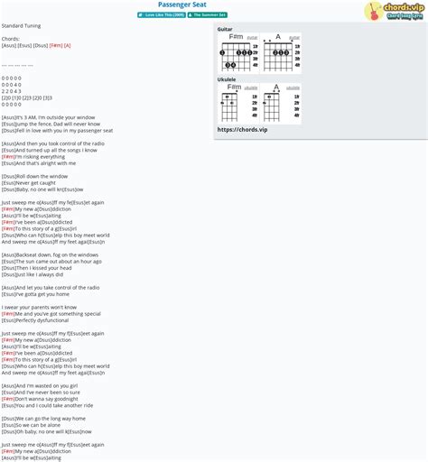 Chord Passenger Seat The Summer Set Tab Song Lyric Sheet Guitar Ukulele Chordsvip