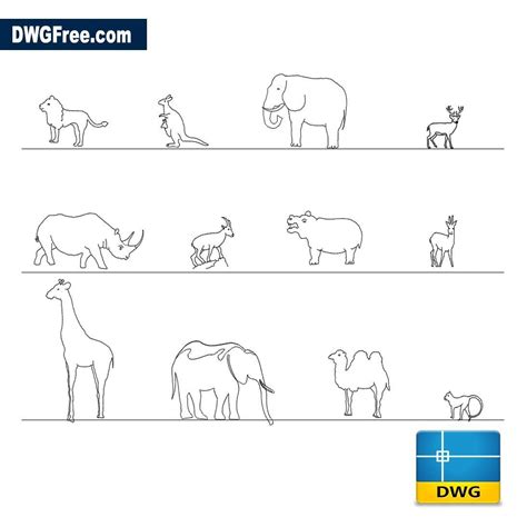 Wild animals DWG - Download Autocad Blocks Model.